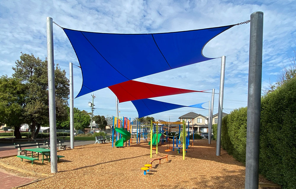Playground area shade sails
